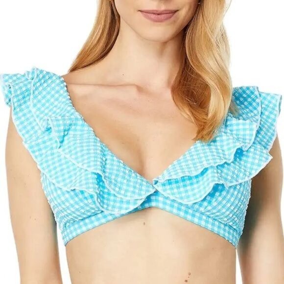 New Lilly Pulitzer Aelin Bikini Set Top & High-Cut Bikini Bottom Turquoise 12 - Picture 5 of 16